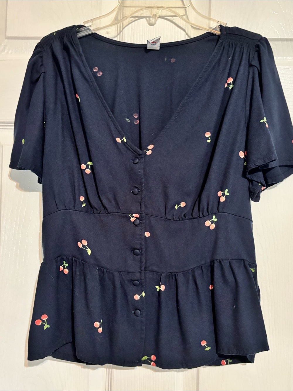 Old Navy Cherry Print Button-Front Blouse M
